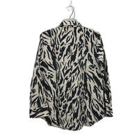 Sussan Zebra Button Up Linen Blend Collared Longsleeve Top Ladies Size 10