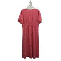 Grae Linen Blend Pink Shortsleeve Summer V Neck Midi Dress Ladies Size 12