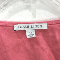 Grae Linen Blend Pink Shortsleeve Summer V Neck Midi Dress Ladies Size 12