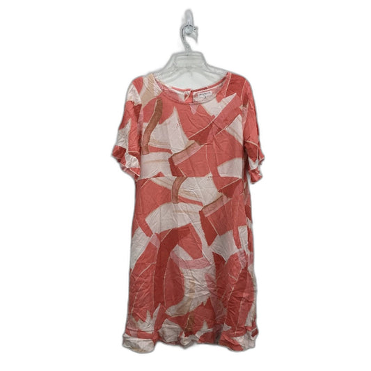 New U Collection Pink Paint Stroke Pattern Smock Dress Ladies Size AU 12
