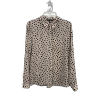 Portmans Heart Pattern Pale Pink Longsleeve Button Up Blouse Ladies Size AU 10