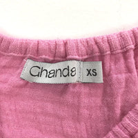 Ghanda Peggy Ruched Barbie Pink Tiered Hem Cotton Mini Dress Ladies Size XS