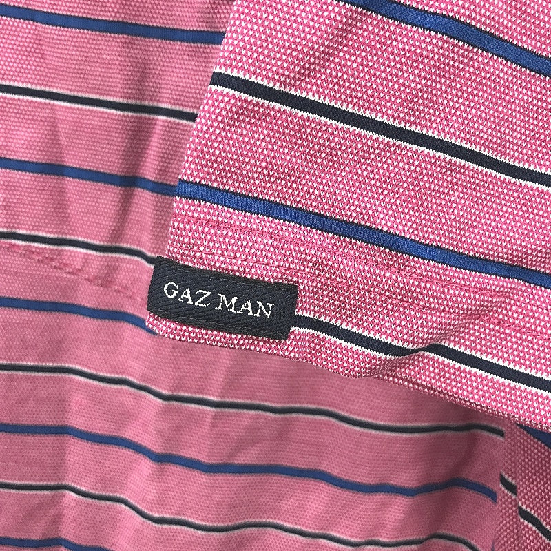 Gazman Pink Striped Double Mercerised Cotton Polo Shirt Mens Size Large