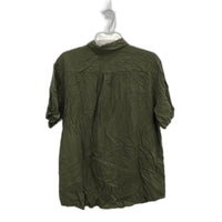 Rusty Short Sleeve Viscose Green Collared Button Up Top Ladies Size Medium