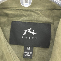 Rusty Short Sleeve Viscose Green Collared Button Up Top Ladies Size Medium