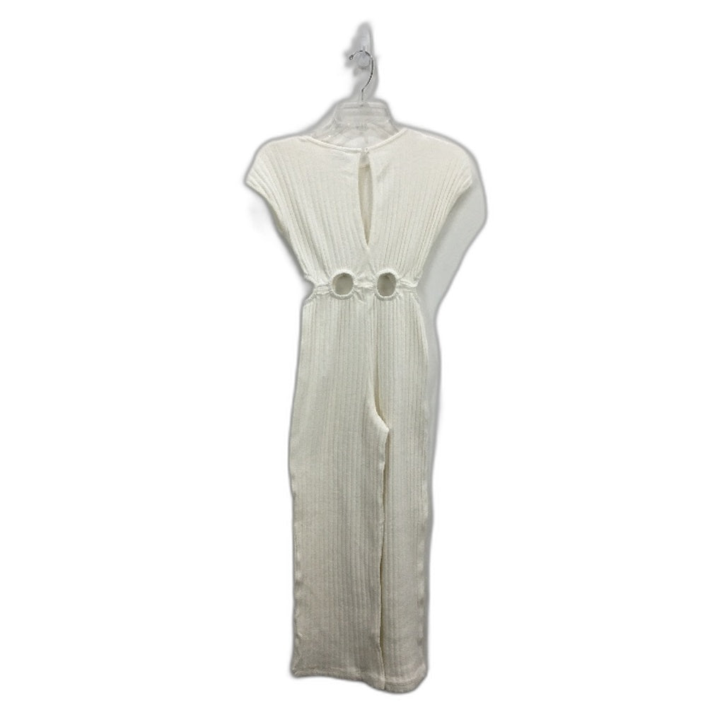 Zara Knitted White Ribbed Cut Out Shortsleeve Jumpsuit Girls Size 13-14 164cm