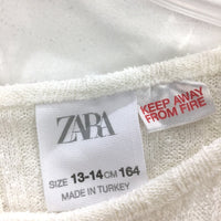 Zara Knitted White Ribbed Cut Out Shortsleeve Jumpsuit Girls Size 13-14 164cm