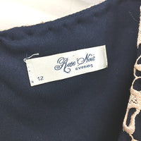 Rose Noir Pale Floral Lace Evening Navy Mini Dress Ladies Size 12