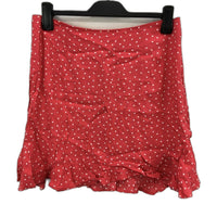 The Fifth Label Heart Pattern Red Frill Hem Mini Skirt Ladies Size XL