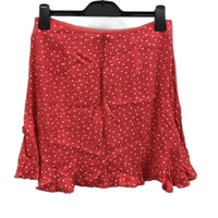 The Fifth Label Heart Pattern Red Frill Hem Mini Skirt Ladies Size XL