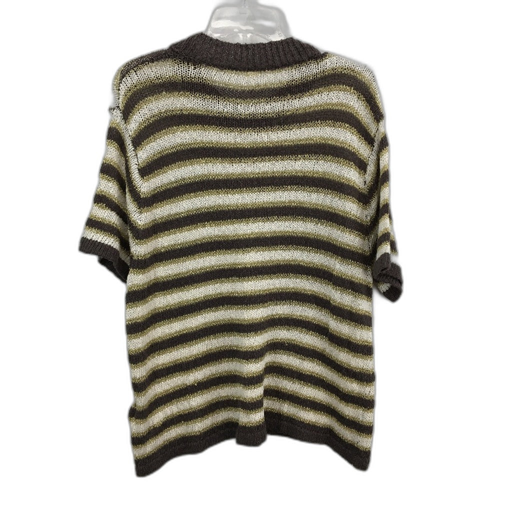 Cotton On Body Luxe Gold Knit Shortsleeve Stripe Sweater Ladies Size XL