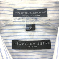 Geoffrey Beene Cotton Blend Blue Stripe L/Sleeve Dress Fitted Shirt Mens Size 41