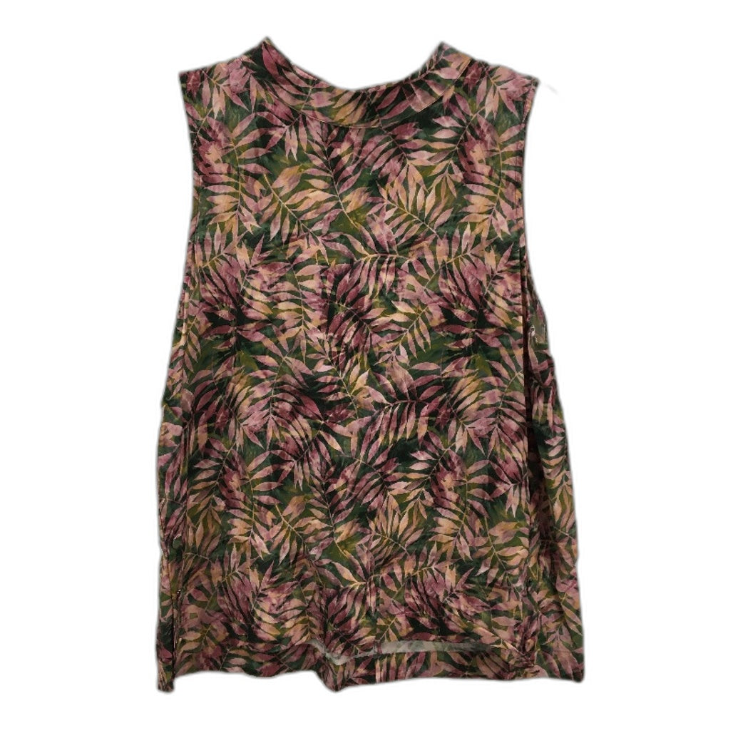 Sussan Pink Green Leaf Sleeveless Swing Style Top Ladies Size 14 NEW