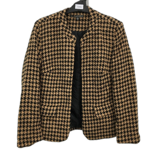 Liz Jordan Brown & Black Knit Weave Houndstooth Pattern Blazer Ladies Size 12