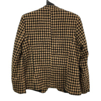 Liz Jordan Brown & Black Knit Weave Houndstooth Pattern Blazer Ladies Size 12
