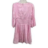 Pearl+Sea Textured Check Princess Sleeve Pink Mini Dress Ladies Size AU 12