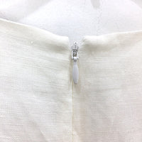 Basque Linen Blend V Neck Ivory White Pleated Dress Ladies Size AU 10 NEW