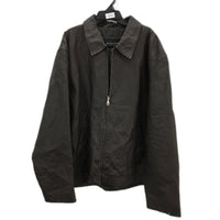 Taro Cash Chocoalte Brown Genuine Leather Fully Lined Zip Up Jacket Mens Size XL