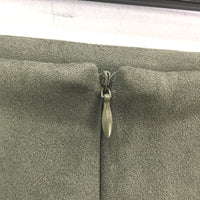 Tussah Olive Green Soft Suede Feel Zip Up Knee Length Skirt Ladies Size 8