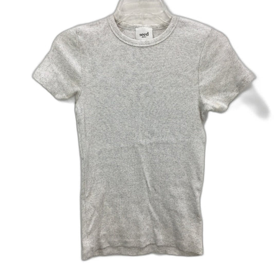 Seed Heritage Cream Grey Fleck Ribbed Basic Cotton T-Shirt Ladies Size Small