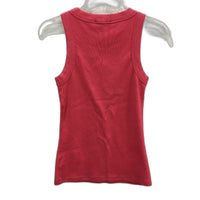 Decjuba Hot Pink Ribbed Round Neck Basic Cotton Blend Singlet Ladies Size S