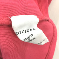 Decjuba Hot Pink Ribbed Round Neck Basic Cotton Blend Singlet Ladies Size S