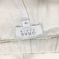 Grab Denim Elastic Tie Waist Wide Leg Ecru White Pants Ladies Size 10 NEW