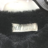 H&M Black Super Soft Black Faux Fur Outer Wear Hook Neck Jacket YOUTH Size 11-12