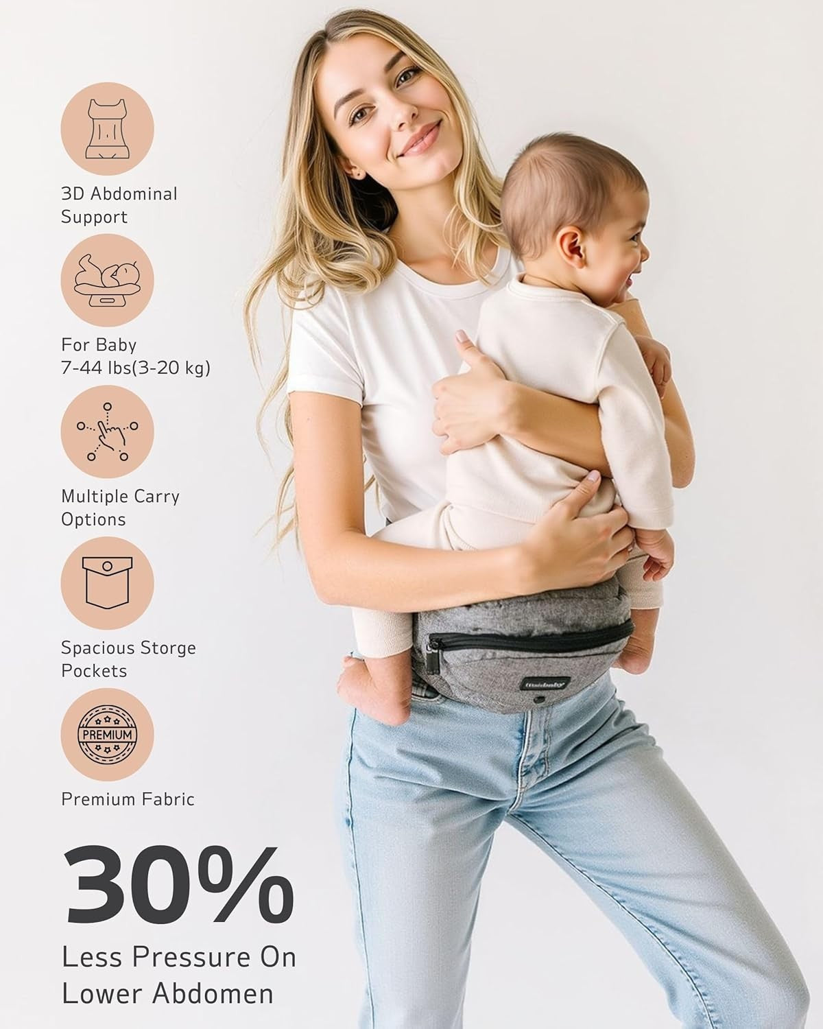 Pandanling Hip Seat Baby Carrier Ergonomic Design for Newborns to Toddlers