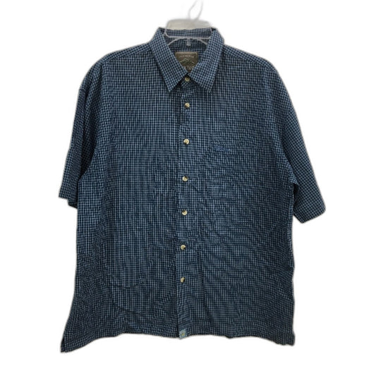 Pacific Trail 100% Cotton Blue Check Short Sleeve Button Up Shirt Mens Large