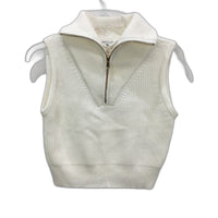 Subtitled White Nahla Gold Quarter Zip Sift Knit Vest Ladies Size Small NEW