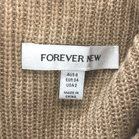 Forever New Mocha Brown Wool Blend High Neck Knitted Vest Ladies Size 6