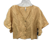 Amuse Society Bungalow Short Sleeve Woven Linen Blend Crop Top Ladies M NEW