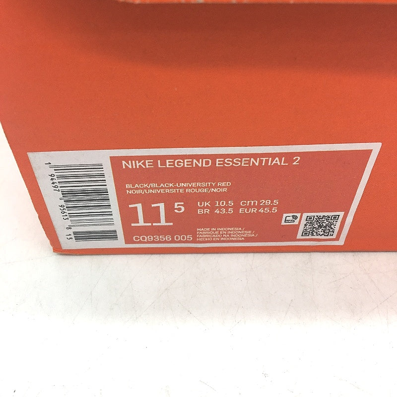 NIKE Legend Essential 2 Black & Red Sneakers Mens Size US11.5 EU 45.5 NEW