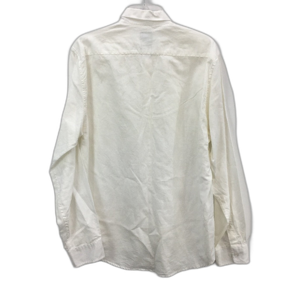 Yd. Cotton Linen Blend White Long Sleeve Resort Shirt Mens Size Large