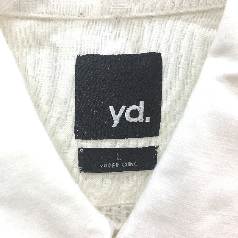 Yd. Cotton Linen Blend White Long Sleeve Resort Shirt Mens Size Large