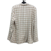Decjuba Tan & Cream Ginham Check Linen Blend Jacket Ladies Size 14