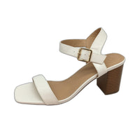 Tokito Tayla White Wide Strapped Buckled Heeled Sandal Ladies Size 9 SAMPLE NEW