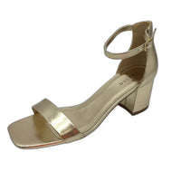 Tokito Tahnee Gold Ankle Strap Block Heeled Sandal Ladies Size 9 SAMPLE NEW