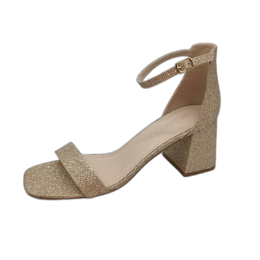 Collection Romy Gold Fleck Block Heeled Sandals Ladies Size 9 SAMPLE NEW
