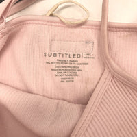 Subtitled Sports Club Pink Strappy Ribbed Unitard Bodysuit Women Size M-L NEW