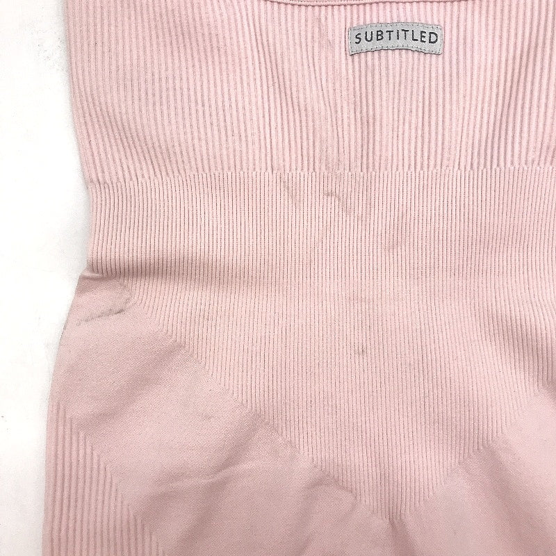 Subtitled Sports Club Pink Strappy Ribbed Unitard Bodysuit Women Size M-L NEW