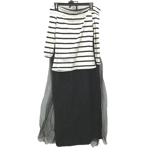 Wendy Tanic Black White Stripe Boat Neck Top & Maxi Tulle Skirt Set Womens Sz S