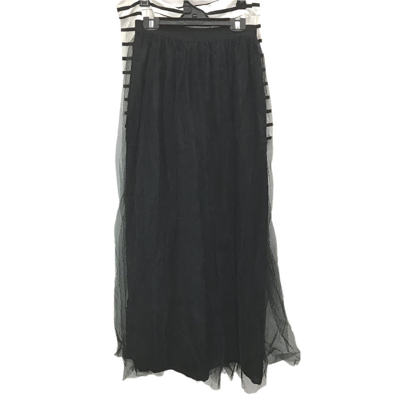 Wendy Tanic Black White Stripe Boat Neck Top & Maxi Tulle Skirt Set Womens Sz S