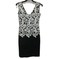 Fashion Black & White Lace Embroidered Front Sleeveless Mini Dress Womens Size M