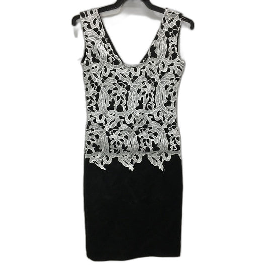 Fashion Black & White Lace Embroidered Front Sleeveless Mini Dress Womens Size M