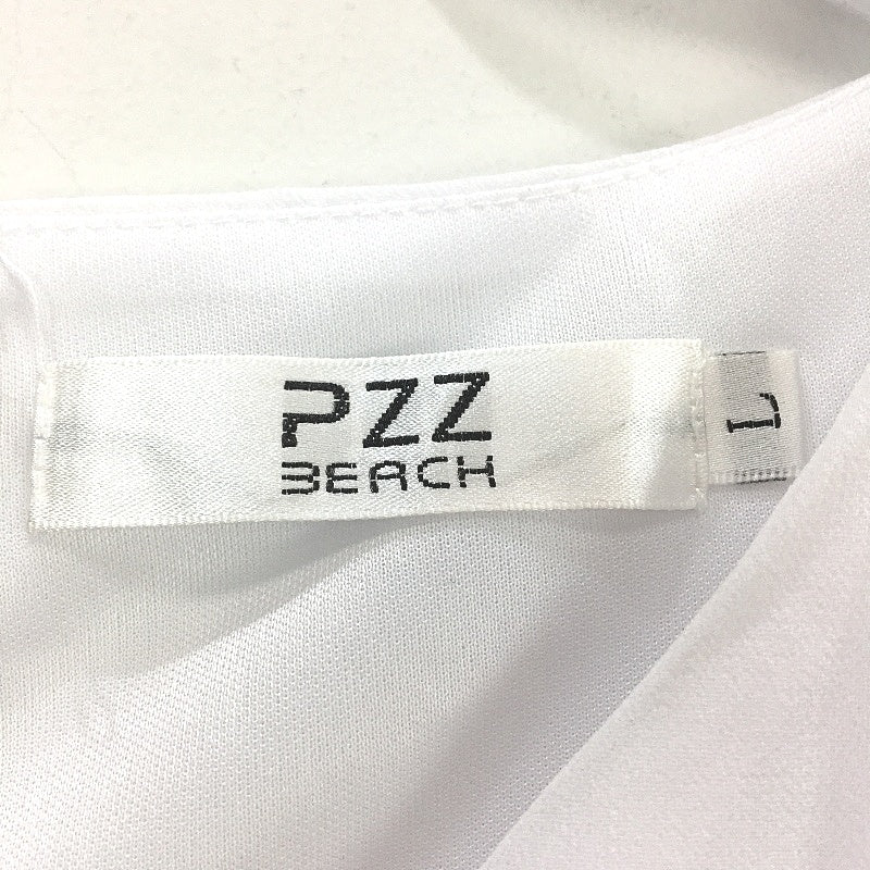 PZZ Beach White V Neck Light Sleeveness Maxi Chiffon Long Dress Womens Size L