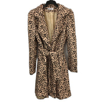 GELUOZUAN Single Button Leopard Long Sleeve Coat Dress With Belt Womens Size L