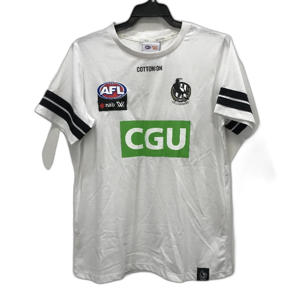 AFLW Collingwood Magpies 2020 Run-Out Tee White T-Shirt Ladies Size Large NEW