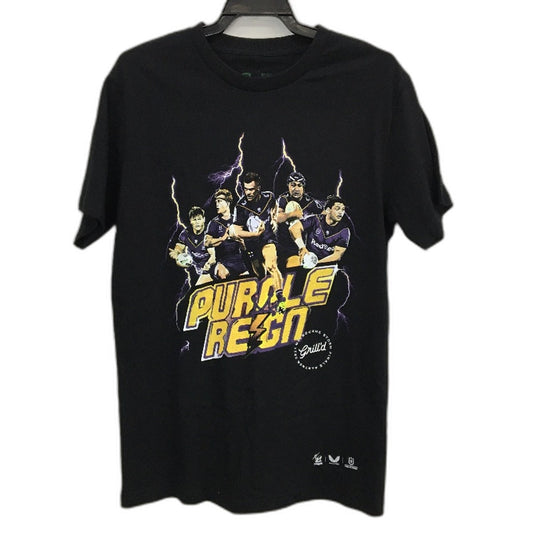 NRL Authentics 2021 Melbourne Storm Purple Reign Black T-Shirt Unisex Size Large